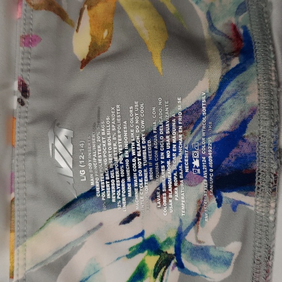 NWOT Avia Women's Floral Gray Leggings Size:L (12-14) - Picture 3 of 10